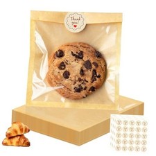 100Pcs Cookie Bags with Seal, Premium Cookie Packaging Bag with Clear Window,
