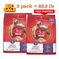 2 Pack, Purina ONE® +Plus Senior Dog Dry Food - Chicken, Low Ash, 31.1 lb/bag 1.13 per pound