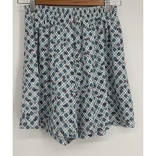 Petite Sophisticate Vintage 90s Floral Plaid Shorts Blue White Made in USA Sz M