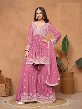 Faux Georgette Embroidered Outfit with Dupatta for Women Party Wedding Wear