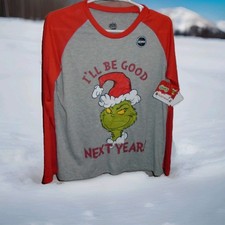 THE GRINCH "I'LL BE GOOD NEXT YEAR" WOMANS CHRISTMAS SLEEP LONGSLEEVE TSHIRT-NWT