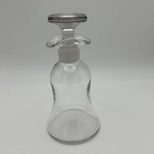 Vintage Oil And Vinegar Etched Clear Glass Cruet with Glass Stopper  7 1/2” tall