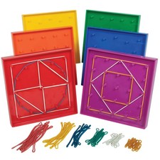 Double-Sided Geoboards, Set of 6 with Rubber Bands