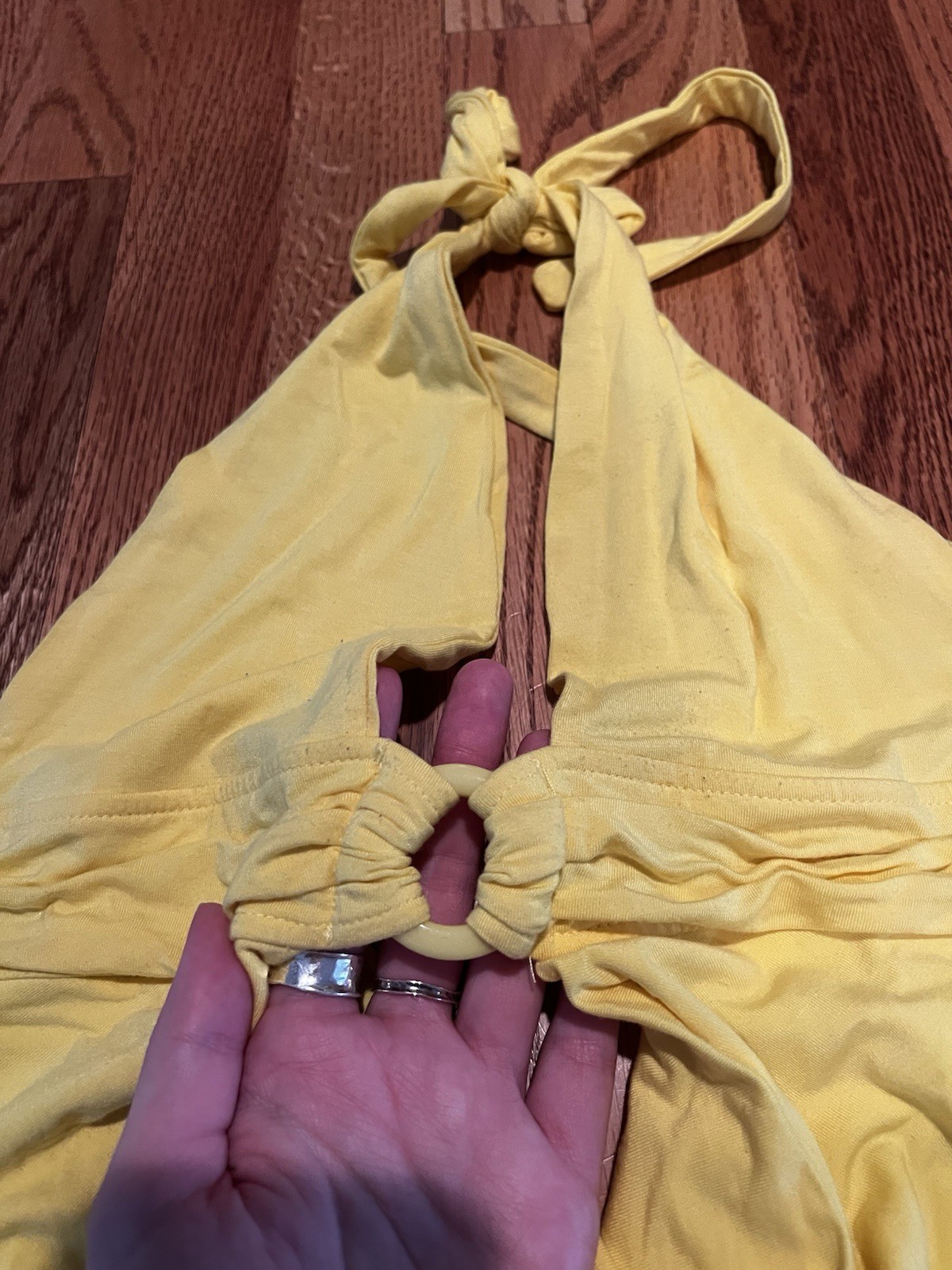 Musera Yellow Halter Top Backless Women’s Size Small Circle Detailing