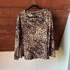 Nine West Leopard Velvet Long Sleeve Tunic Size Medium