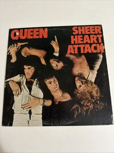 Queen Sheer Heart Attack Vinyl Lp 1974 Electra 7E – 1026 With Lyric/Poster
