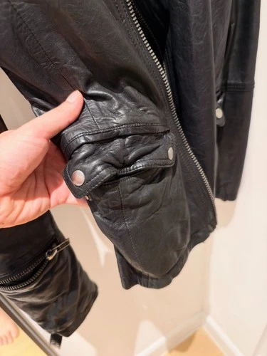 ALLSAINTS Biker Leather Jacket Size S 40 inches chest 25 inches long image 7