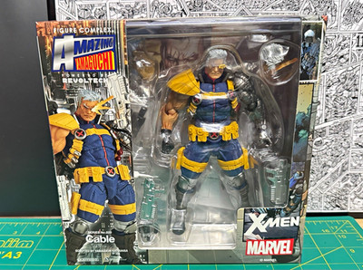 Kaiyodo Amazing Yamaguchi Cable X-Men Action Figure w/ Alt Head Gun Blue/Yellow