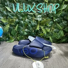 OOFOS Unisex OOahh Sport Flex Navy Stress Relief Comfort Sandal Authentic M4 W6