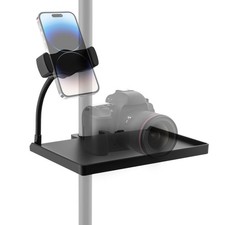 7.87" Microphone Stand Tray with Phone Holder, Utility Clamp Shelf
