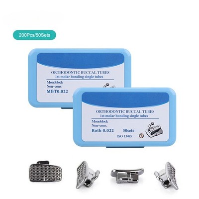 50 Sets Dental Orthodontic Buccal Tubes 1st 2nd Molar Roth MBT 022 Bondable Tube