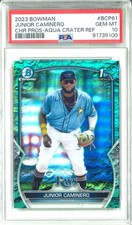 2023 Bowman Chrome Aqua Lunar Crater Refractor 121/125 Junior Caminero #BCP-61