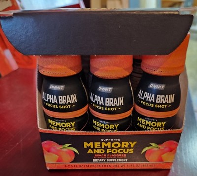 Onnit Labs Alpha Brain Focus Shot with Lion s Mane, L-Theanine. Peach Flavor x 6