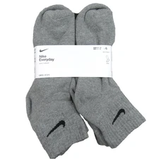 Nike Everyday Cushioned Ankle Socks Dri-Fit Men's Size 8-12 Grey 6 Pack NEW