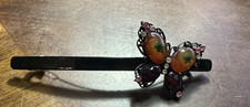 Vtg 1970's French Hair Barrette Clip Crystal Rhinestone Butterfly