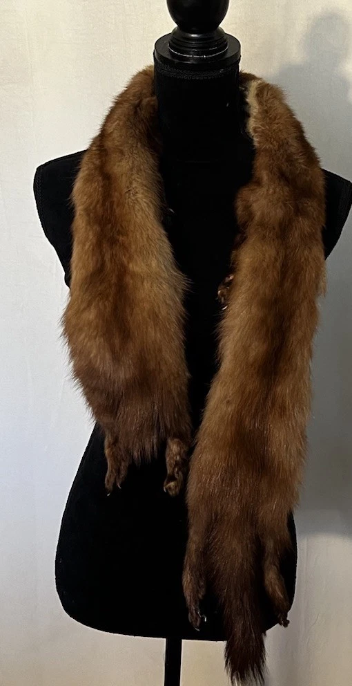 Vintage Scarf made of natural Marten fur, 53”