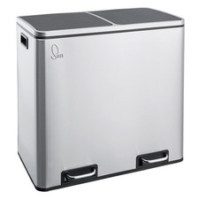 SVITA TM2X24 Mülleimer Papierkorb 48L Treteimer Abfalleimer Recycling Edelstahl