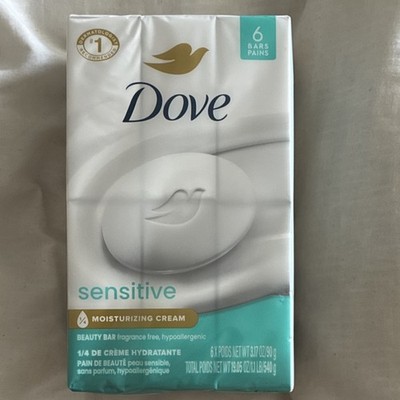 Dove Sensitive Skin Beauty Bar Soap Moisturizing Fragrance-Free 6 Bars