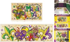 Mardi Kitchen Rugs Set of 2, Non Slip Mardi Carnival Kitchen Mats, Purple