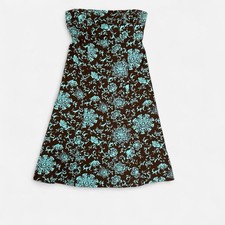 Y2K Vintage Chocolate Brown Dress Strapless Size 6 Blue Wedding Summer Spring