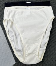 Warners Vintage Briefs French Cut Hi Leg Ivory Black Sz 6/M Lot Of 2