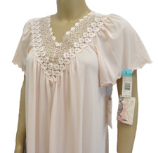Shadowline Nightgown with Open Lace Detail, NOS w/Tags, EZ Fit, Feminine, VTG