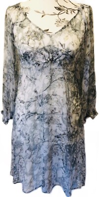 kate moss topshop green dress WHITE/GREEN SHEER Short TATTOO TOP 60s Retro PARTY UK 14 mog gown