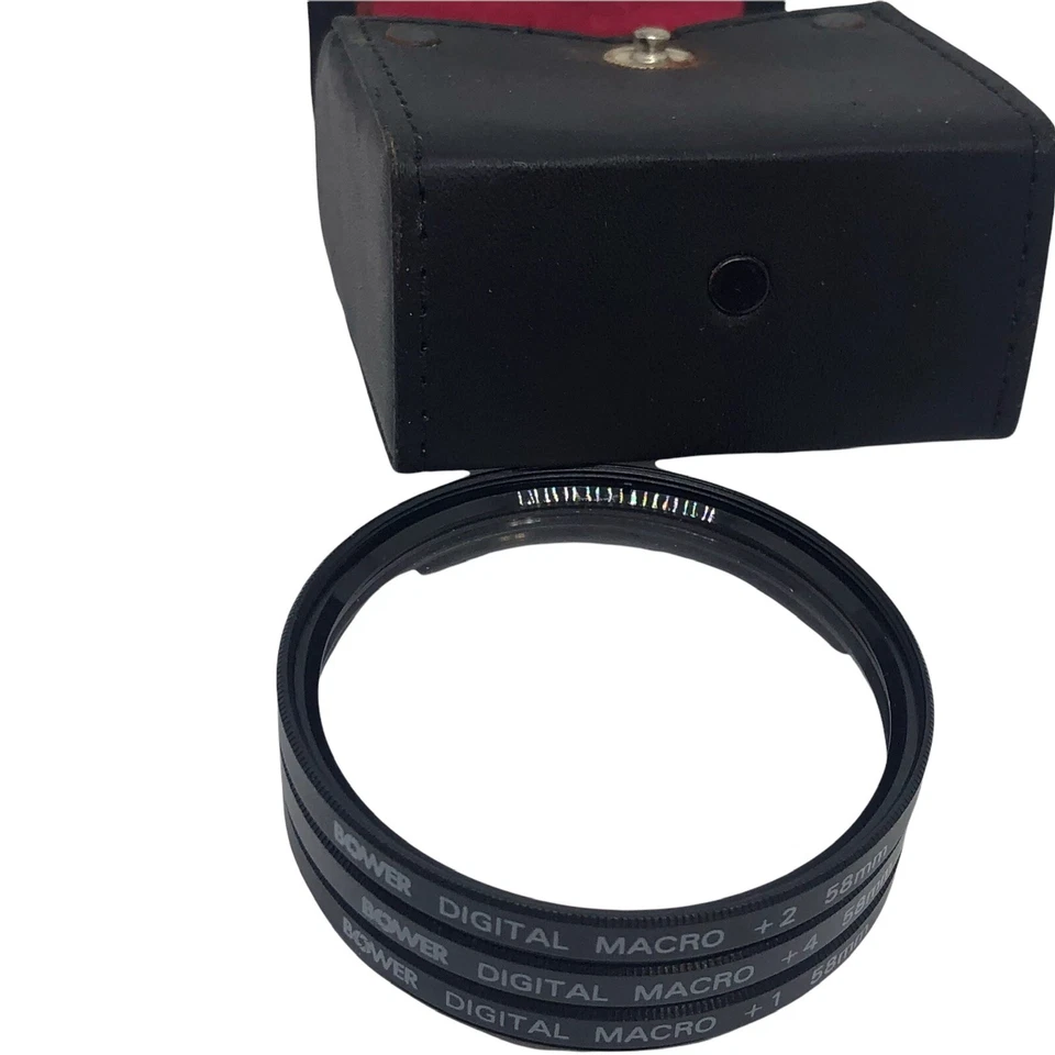 Bower Macro Digital Macro Filter Set 58mm +1 +2 +4 Close Up w/Black Case Vintage - Image 3 of 4