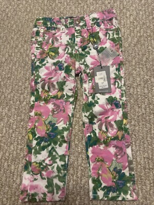 7 For All Mankind Girls' The Skinny Stretch Denim Jean, 3 Floral Pink &green