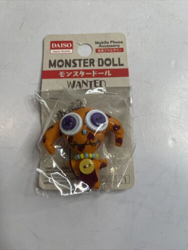 Monster Doll Wanted Mobile Phone Accessory Daiso Japan - Orange Red Hearts - Afbeelding 1 van 5