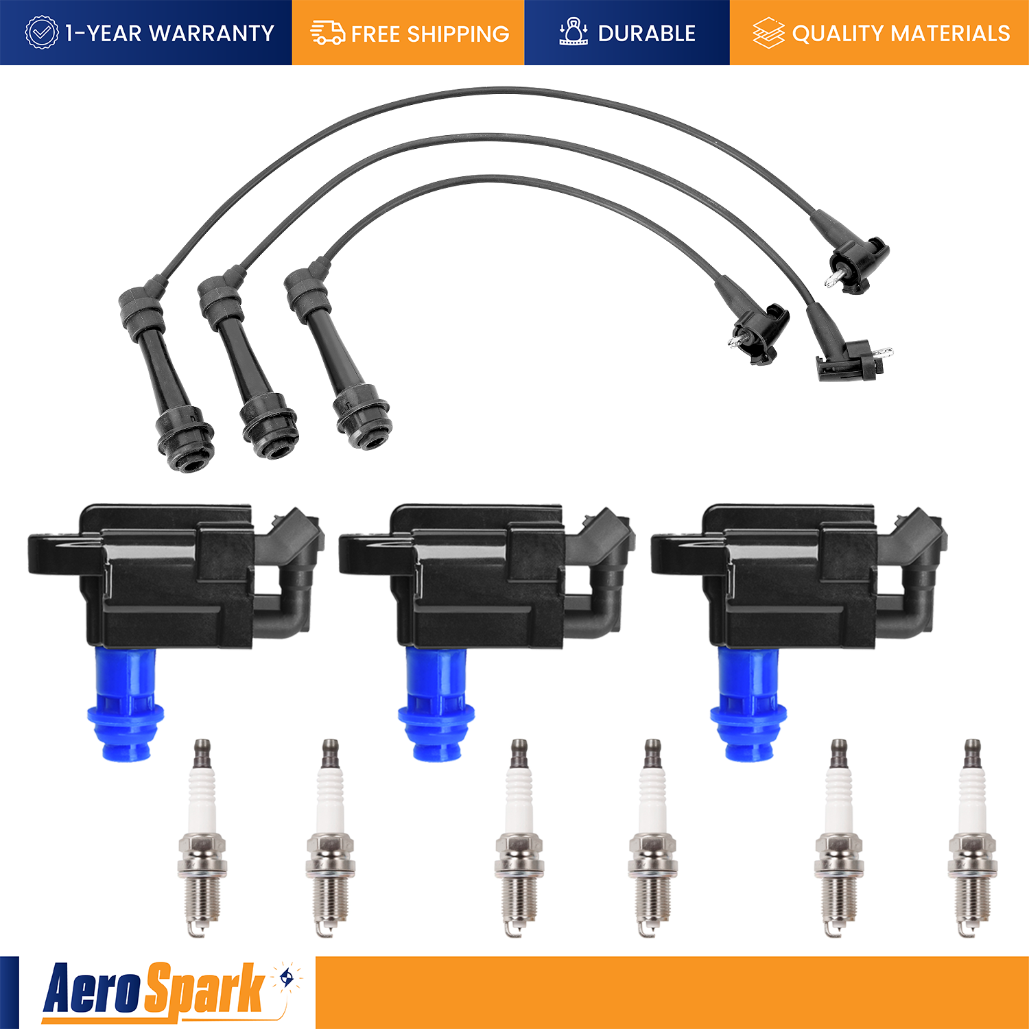 Ignition Coil, Platinum Spark Plug & Wireset for Lexus SC300 GS300 3.0L