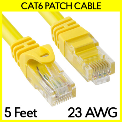 5 FT Cat6 Cord Yellow Cat 6 Ethernet Patch Cord LAN Internet RJ45 Modem Cable