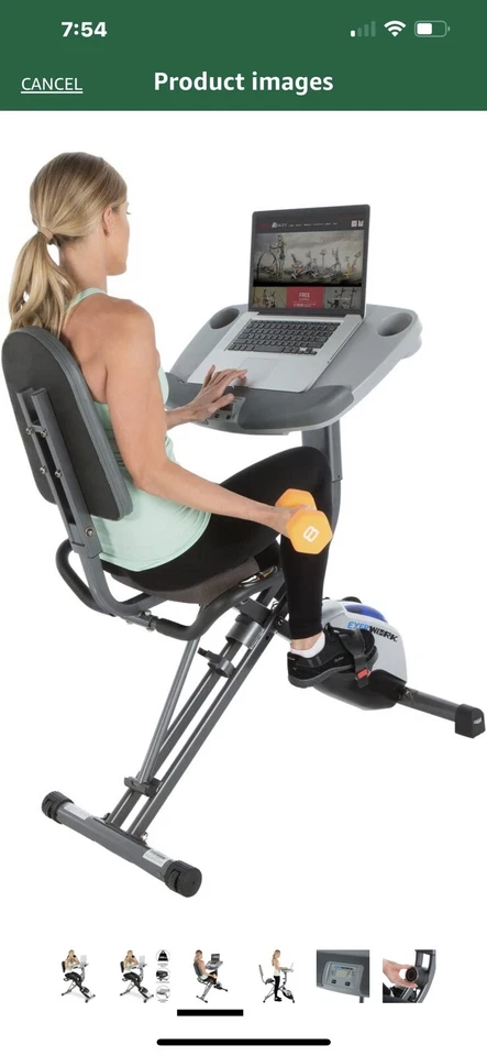 Exerpeutic ExerWorK 1000 mesa totalmente ajustável dobrável bicicleta ergométrica - Imagem 2 de 4