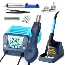 2in1 SMD Rework Soldering Iron Hot Air Gun Station Kit Welding Adjustable Temp