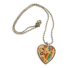 Sanrio 2016 Hello Kitty Heart Necklace On Silver Tone Ball Chain