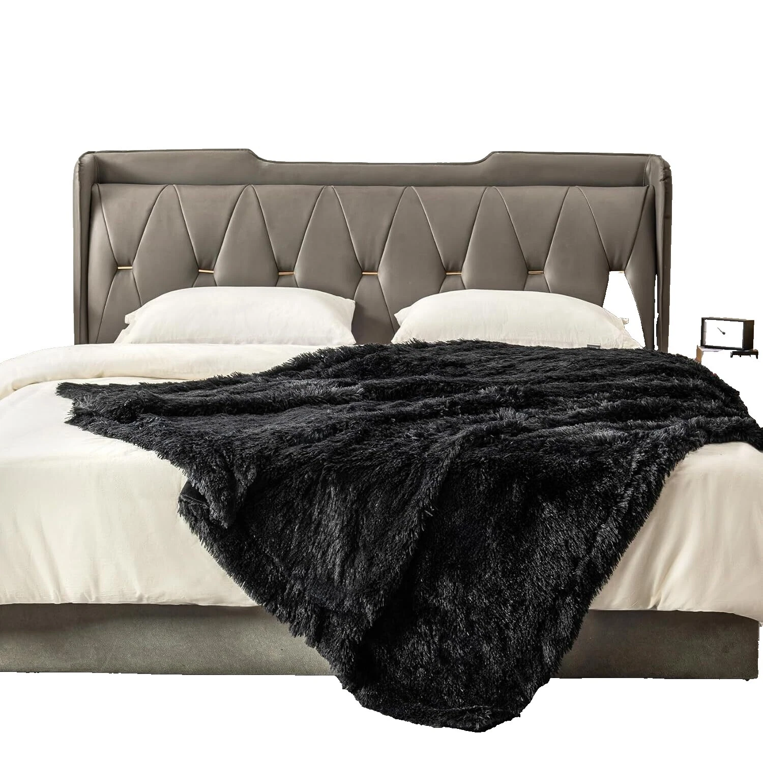 Edredones negro de piel sintética, colchas y cobertores para cunas