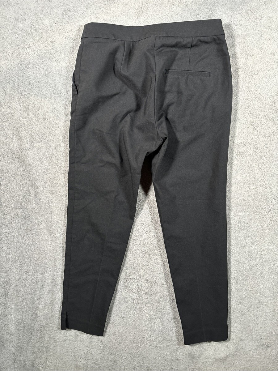 H M Pants Womens Black Cropped Tapered Slacks Business Casual Ankle 