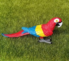 Cute Macaw Red Blue Yellow Parrot Lifelike Bird Fairy Garden Terrarium Figurine