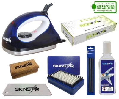 SKINSTAR Skiwachs Starter Set Natural Wax Bürste Reiniger Belag ausbessern 7pcs