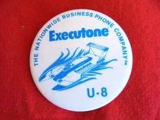 Vintage Executone Telephone Co Hydroplane U-8 Racing Boat Pinback Button