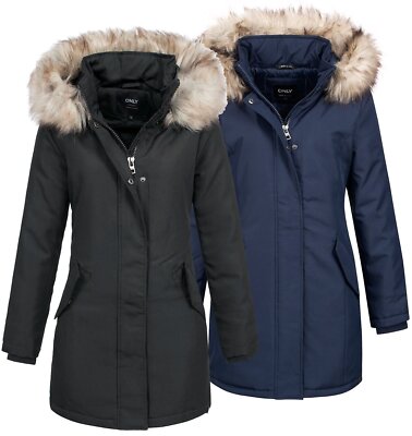 Only Damen Jacke Winterjacke Winterparka Parka Damenjacke Fellkapuze  ONLNewKaty