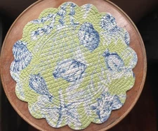 C&F Enterprises One Quilted Reversible Placemat Fenwick Isle Green Blue Seashell