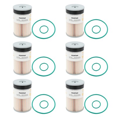 6 Pack FS19764 Replace Fleetguard Cummins Fuel Filter / Water Separator FS19624