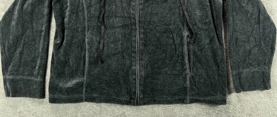 Chaqueta deportiva de terciopelo gris oscuro con cremallera completa bolsillos de cuello White Stag para mujer 2XL Foto 4 de 4