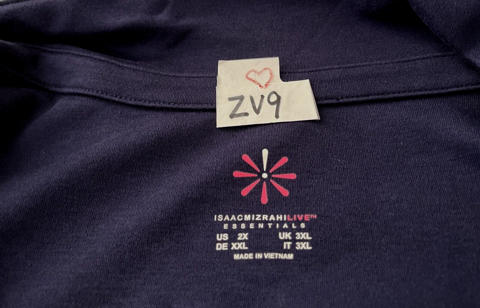 Isaac Mizrahi V Neck Collared Shirt Sz 2X Blue Kn… - image 4