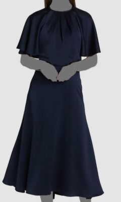 $541 Rickie Freeman for Teri Jon Women's Blue Flutter-Sleeve Charmeuse Dress 6