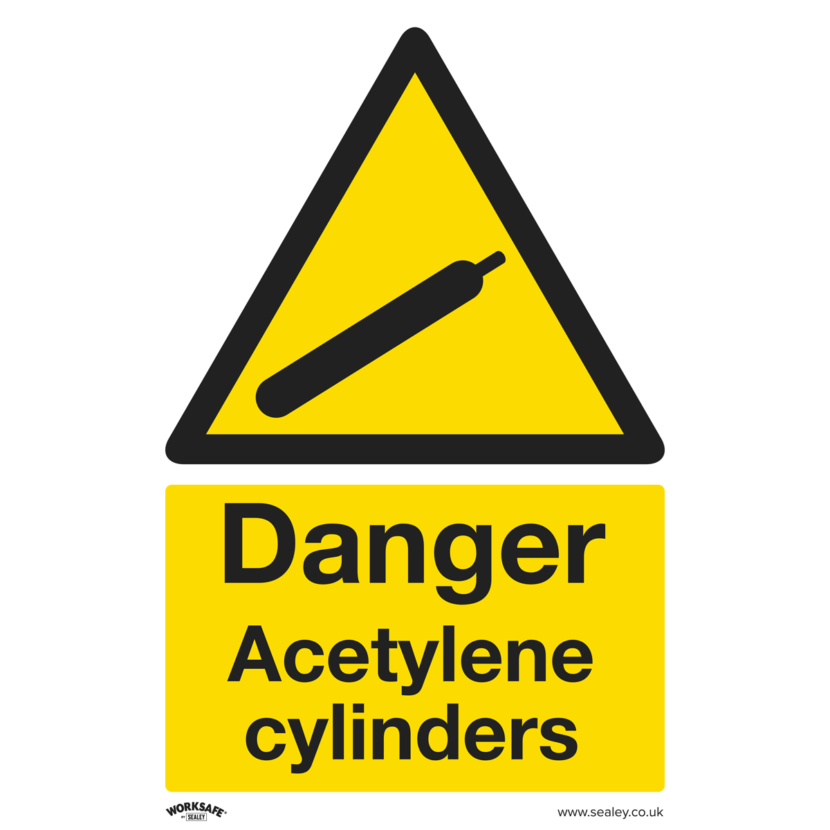 Sealey SS63V1 Warning Safety Sign - Danger Acetylene Cylinders - Vinyl