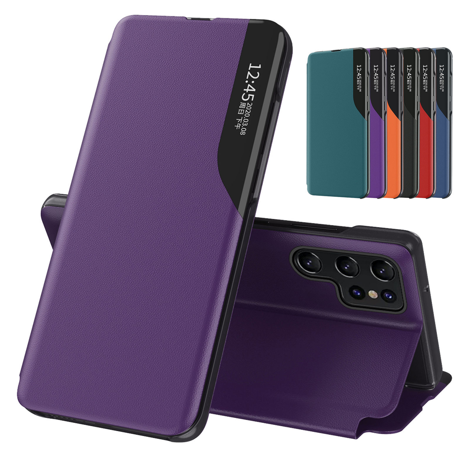 Window View Leather Magnetic Case Cover For Samsung Galaxy S25 Ultra S25+ S25