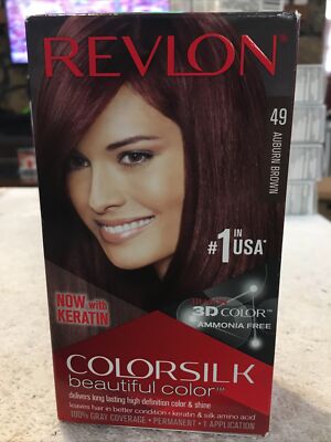 Revlon (2Pk) Color Silk Beautiful Color Perm Hair Dye wi/Keratin 49 Auburn Brown