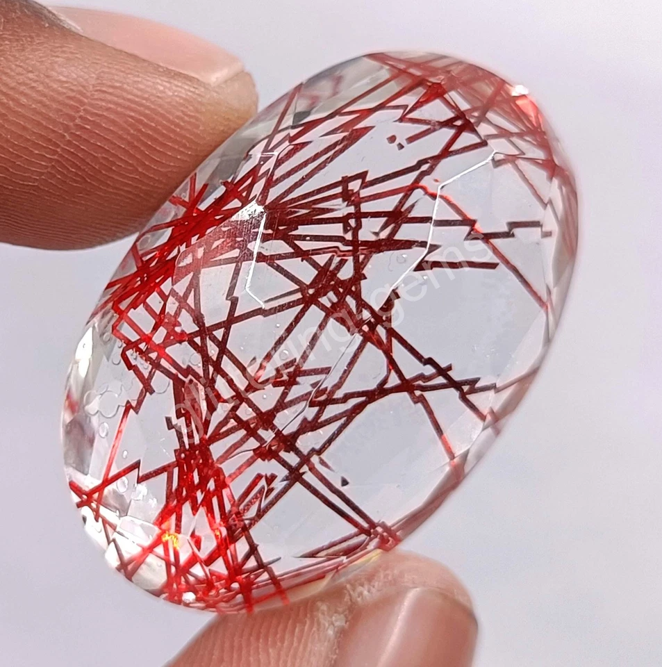 70.90 Ct Oval Cut Red Rutilated Quartz Certified Transparent Loose Gems M25 - Image 4 of 4